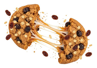 Broken cookie with filling transparent background