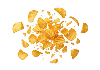 Potato chips explosion on transparent background