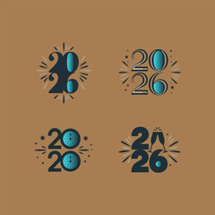 2026 set, New Year logo collection vector.
