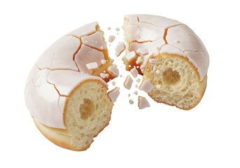 Broken glazed donut isolated