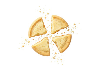 Broken cookie pieces on transparent background