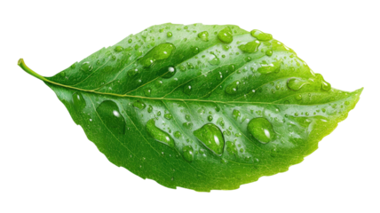 Fresh green leaf with water droplets: a macro view of nature's clean, wet beauty