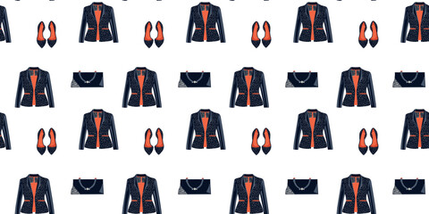 vector illustration fashion accessories shoes blazer handbag background