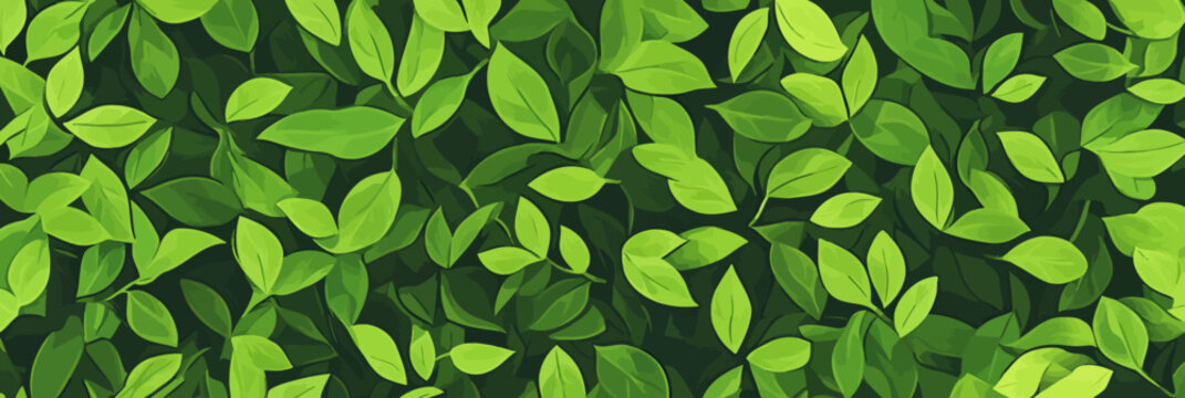 Seamless green leafy pattern dense bush foliage texture natural eco background vector illustration flat design with fresh vibrant leaves