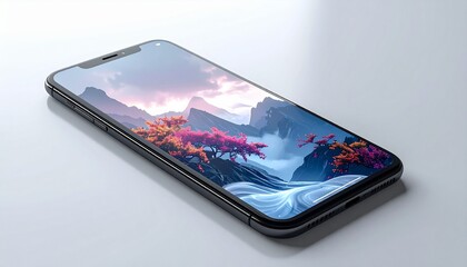 3D Smartphone Model on Minimal White Background