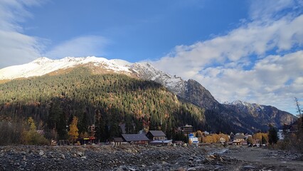 winter landscape with mountains