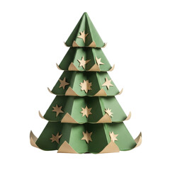 Decorative paper christmas tree on transparent background