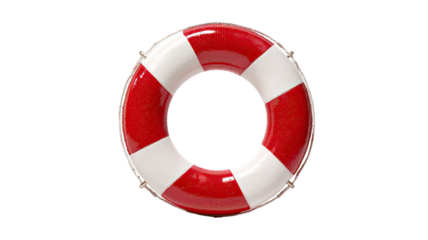 Red lifebuoy ring isolated on white background for safety and rescue assistance