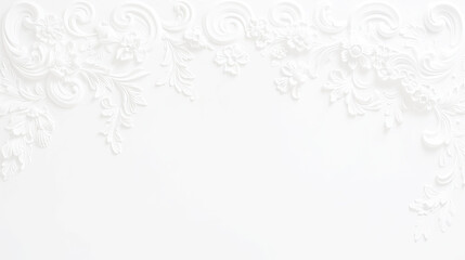 Ornate White Floral Design with Elegant Swirls on Blank Background