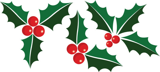 Holly berry icons set, Christmas logo with holly berries © BK2003