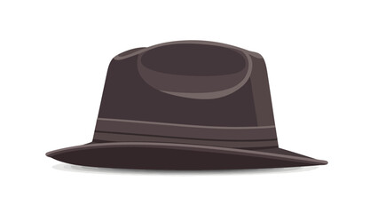 A dark brown fedora hat on a white background