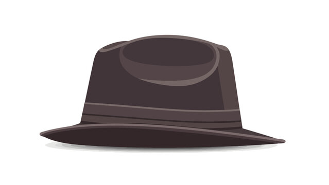 A dark brown fedora hat on a white background