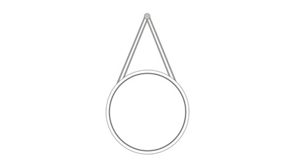 A drawing of a circular object hanging from a triangle