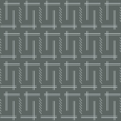 Abstract geometric pattern with linear geometric shapes and diagonal stripes on a dark gray background