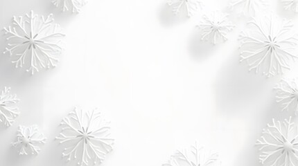 Elegant white snowflakes falling gently on a bright winter day, festive backdrop for Theme Christmas.