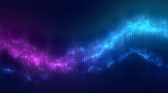 color gradient with deep navy, cyan, and neon purple, cyberpunk glow, purpose for background