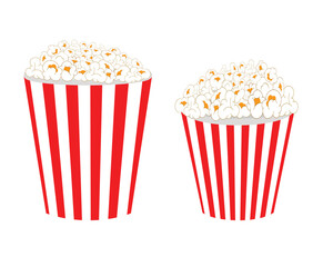 Popcorn icon vector design. Popcorn snack vector in a red bucket. Fast food icon. Vector illustration.
