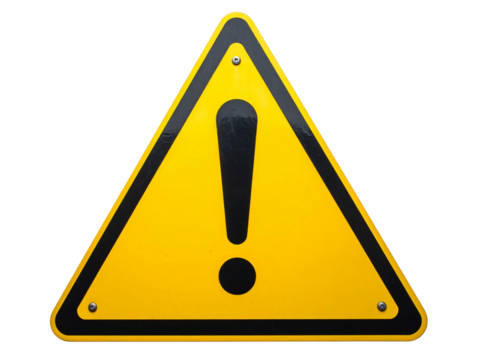 Bold yellow warning danger sign stands out, signaling caution and safety with a clear black exclamation mark in a bold triangle shape.