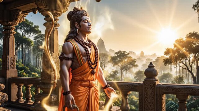 Lord Ramas Serene Morning - A Divine Meditation in Natures Embrace.