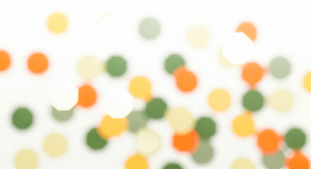 Soft focus colorful confetti dots on white background