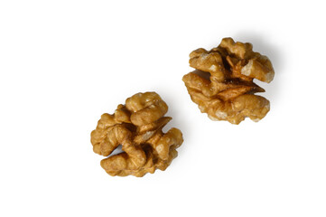 Walnut Kernels Macro on White Background Texture