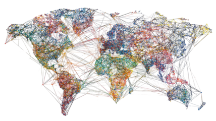 A colorful splash abstract vector world map on a white background, perfect for global business and travel illustration