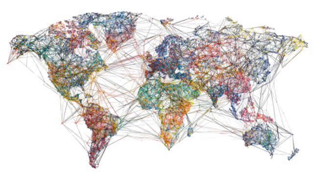 A colorful splash abstract vector world map on a white background, perfect for global business and travel illustration - Powered by Adobe