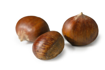 Edible Chestnuts on White Background Natural
