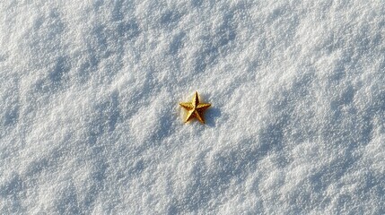 Obraz premium Golden star on fresh snow, a symbol of winter holidays and festive cheer