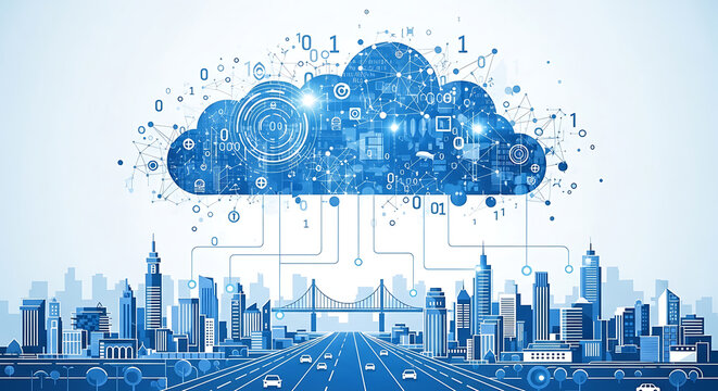 Cloud over city - Powered by Adobe
