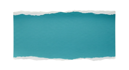 Torn Teal Blue Paper, Strip with White Ragged Edges, cutout, PNG isolated on white or transparent background