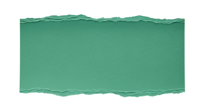 Torn Teal Green Paper, Strip with Textured Surface, cutout, PNG isolated on white or transparent background