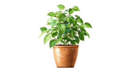Fototapeta premium Potted houseplant with fresh green leaves isolated on white