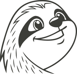 Naklejka premium Happy sloth face cartoon illustration