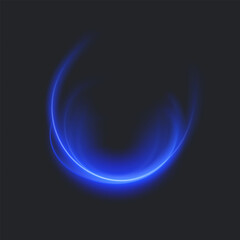 Neon Bright Light Luminous Energy Wave. Glowing lines on dark background