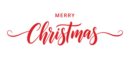 elegant red merry christmas lettering in calligraphy style ideal for cards posters and festive holiday design