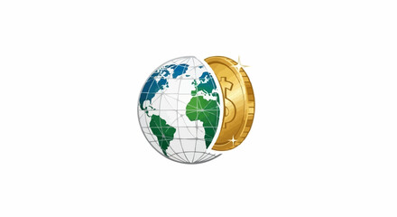 Global finance concept with the Earth transforming into a dollar coin.