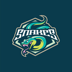 Snake mascot logo design vector. Angry snake illustration for sport team.