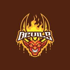 Devils mascot logo design vector. Head devils illustration for sport and esport team.