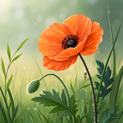 a vibrant illustration of a poppy flower