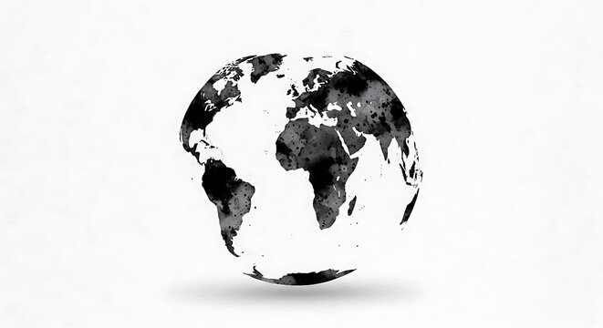 Abstract watercolor globe with artistic ink splash effect, representing global connection and modern design concepts for impactful visual storytelling.