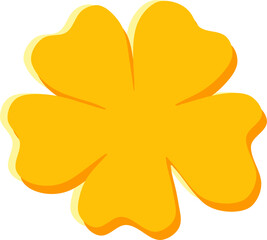 Bright yellow flower shape vector with smooth petals and soft shadow. Simple floral illustration perfect for logo, pattern, decoration, and spring design projects.
