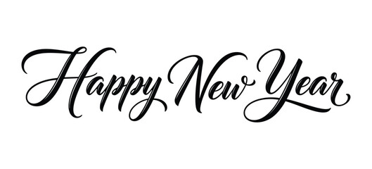 stylish new year typography with handwritten black calligraphy perfect for greeting cards posters and festive celebration designs