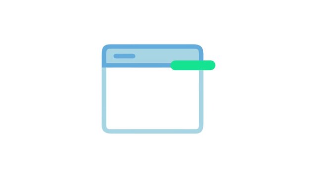 Blue window icon representing web browser and green button