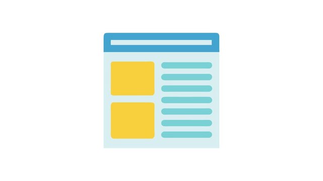 Simple webpage layout icon with dummy text and images
