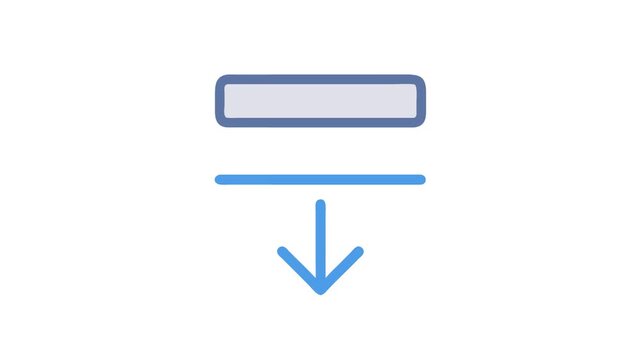 Download icon with blue arrow pointing downwards sign