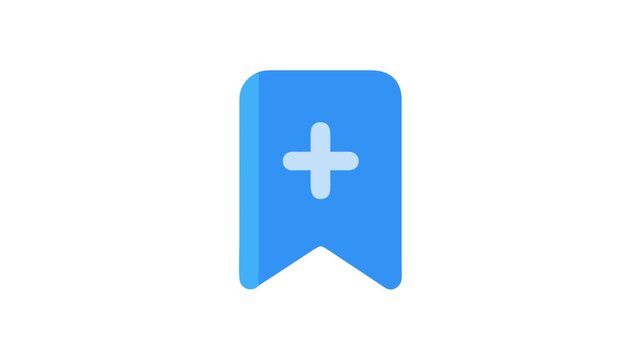 Blue bookmark icon with a plus sign emblem center