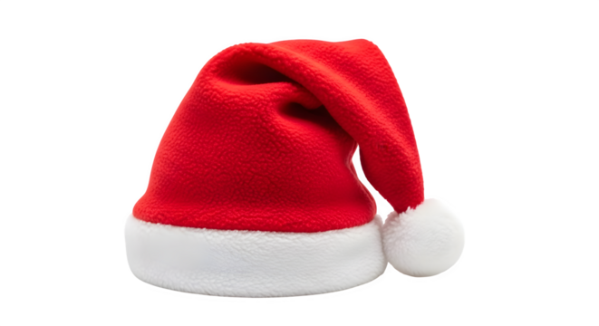 Red santa claus hat for christmas celebration isolated on transparent background