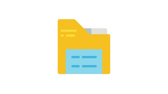 Isolated yellow folder with blue elements on White Background