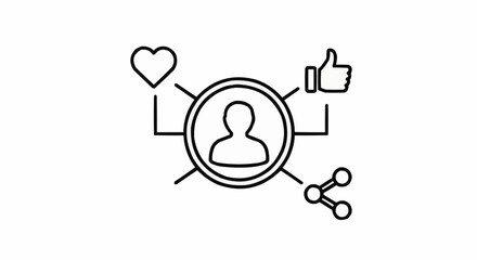 Social media user profile with like share and thumbs up icons.